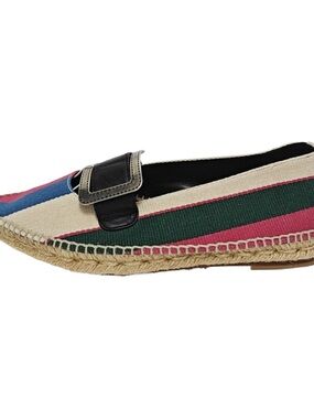 Loewe Multicolor Striped Espadrille Loafer with Black Buckle